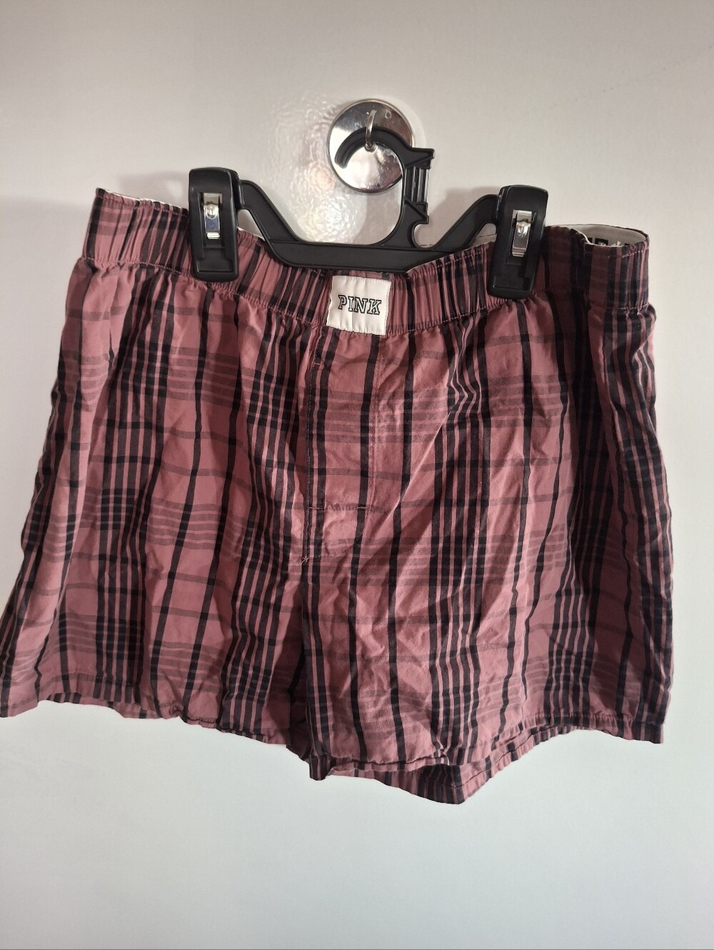 PINK Victoria's Secret Pink and Black Plaid Women's Athletic Shorts